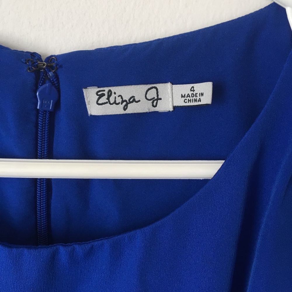 Eliza J Women's Blue Drape Sleeve Sash Belt Dress - Picture 4 of 5
